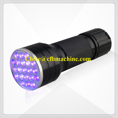 黒く/青色アルミニウム 395NM Blacklight 21 LED 紫外懐中電燈ランプのトーチ
